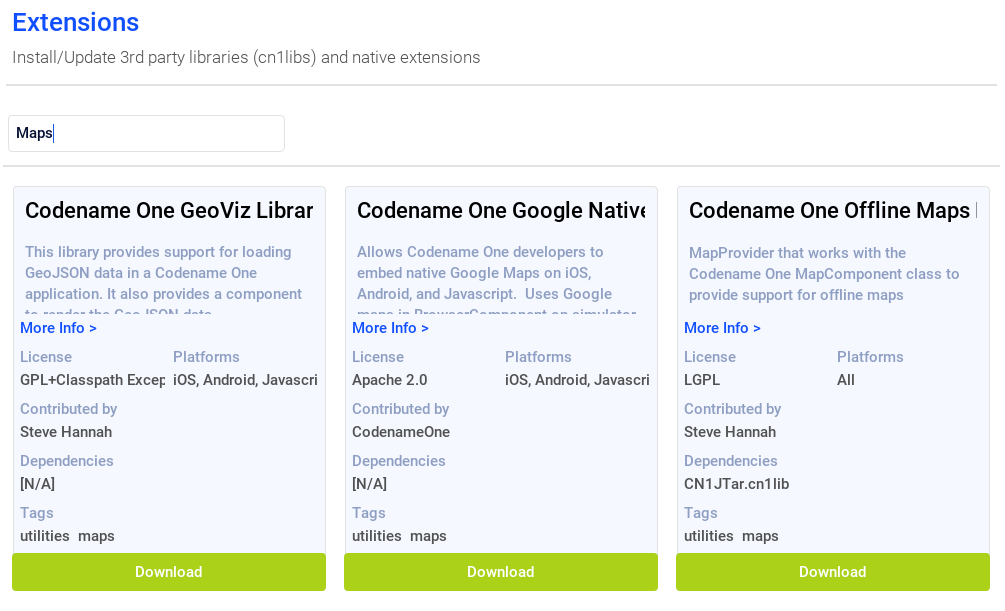 Control Center Extensions filtered on maps